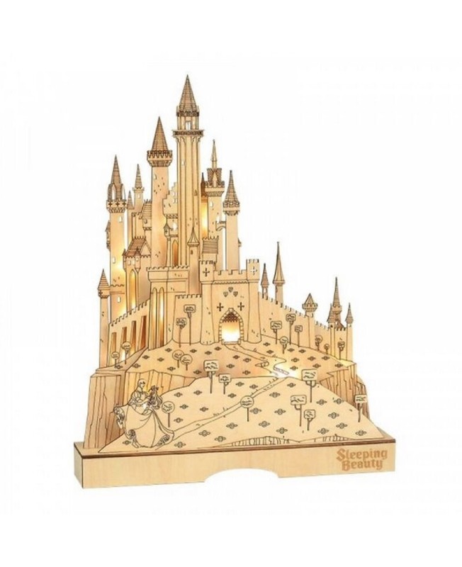 Figura replica enesco disney la bella durmiente castillo iluminado