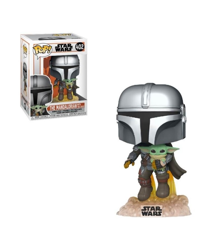 Funko pop star wars the mandalorian mandalorian volando con jet & baby yoda 50959