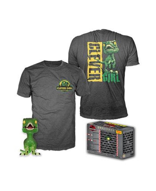 Pop & tee jurassic park clever raptor  funko + camiseta talla l