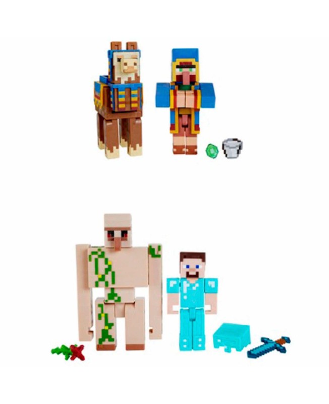 Pack 2 figuras mattel minecraft surtido