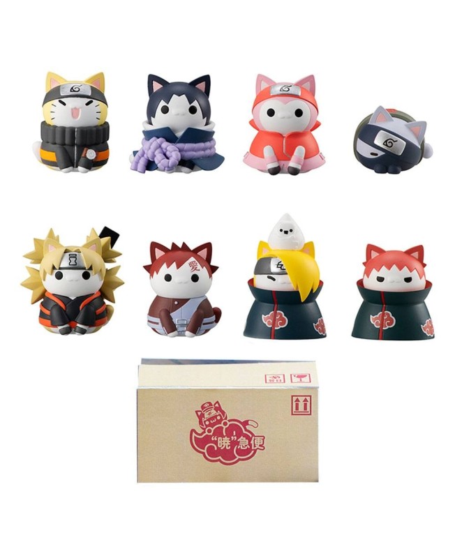 Set 8 figuras megahouse naruto shippuden nyaruto! battle vs akatsuki surtido