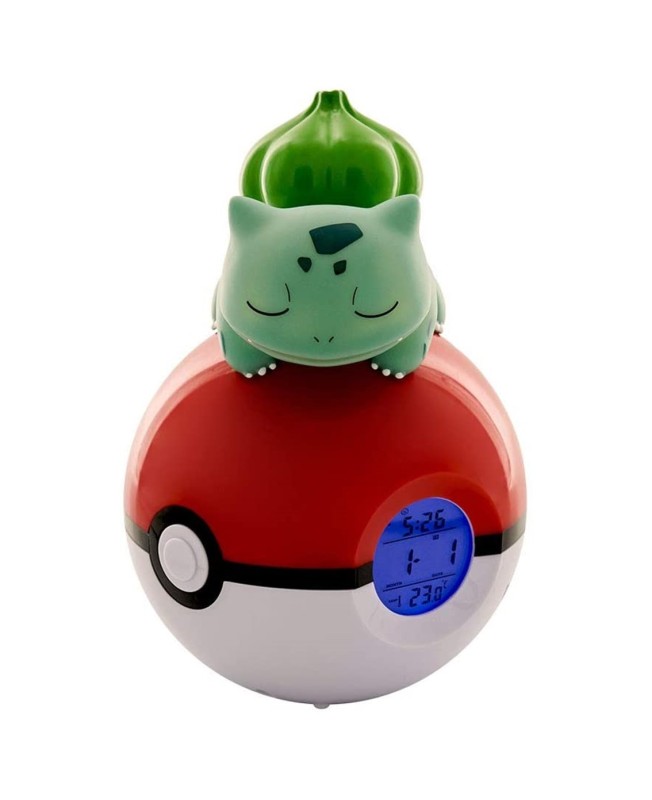 Lámpara led despertador reloj teknofun madcow entertainment pokemon bulbasaur durmiendo en pokeball