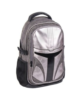 Mochila casual cerdá the mandalorian el cazarrecompensas plateada 47 cm