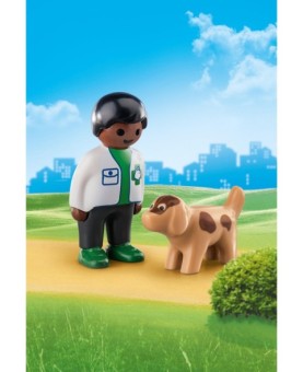 Playmobil 1.2.3 veterinario con perro