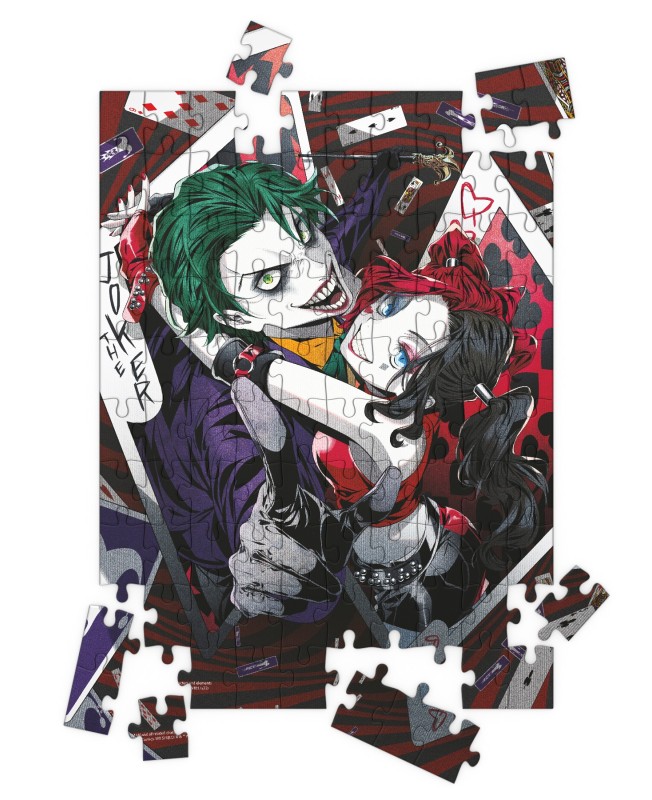 Puzle 100 efecto 3d joker y harley quinn manga universo dc