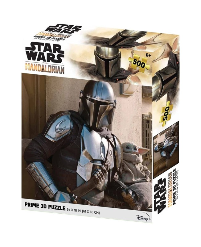 Puzle lenticular prime 3d 500 piezas the mandalorian el mandaloriano mando & grogu