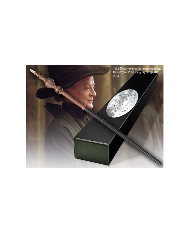 Replica the noble collection harry potter minerva mcgonagall varita con caja y placa de identificacion