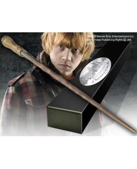 Replica the noble collection harry potter ron weasley varita con caja y placa de identificacion