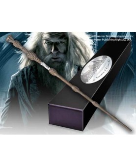 Replica the noble collection harry potter albus dumbledore varita con caja y placa de identificacion