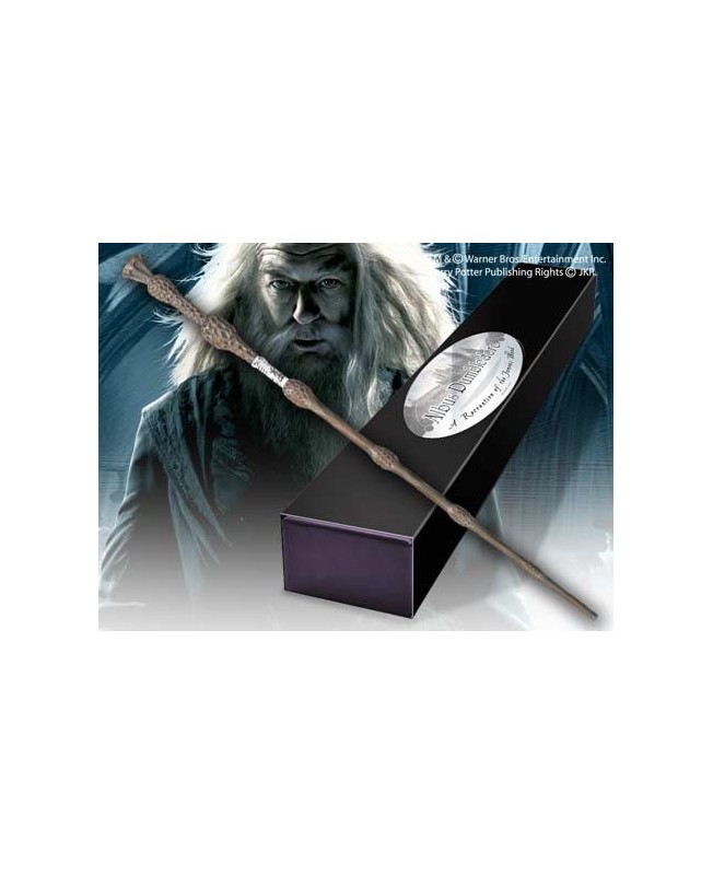 Replica the noble collection harry potter albus dumbledore varita con caja y placa de identificacion