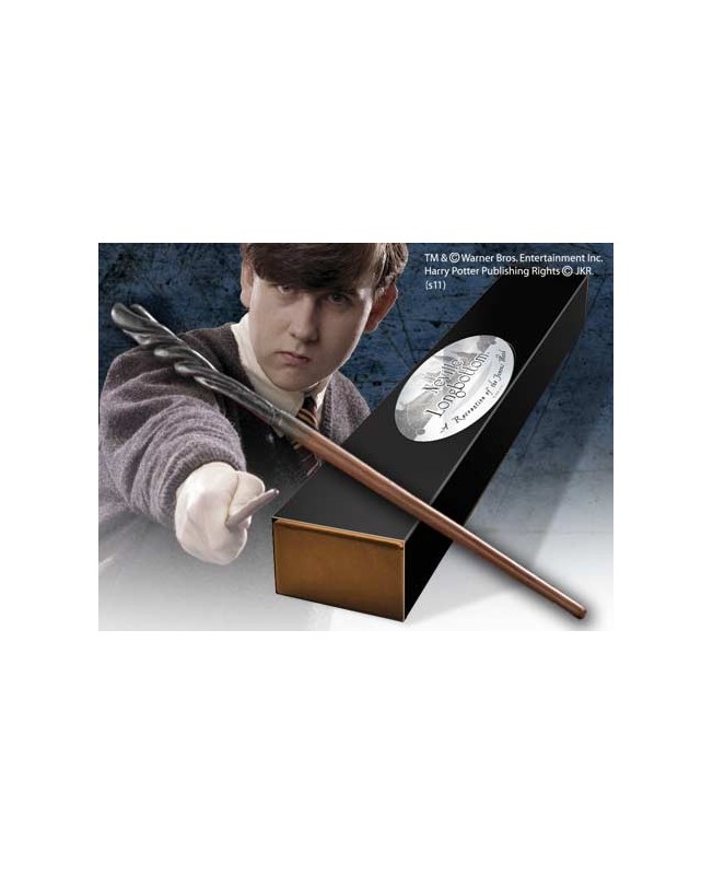 Replica the noble collection harry potter neville longbottom varita con caja y placa de identificacion