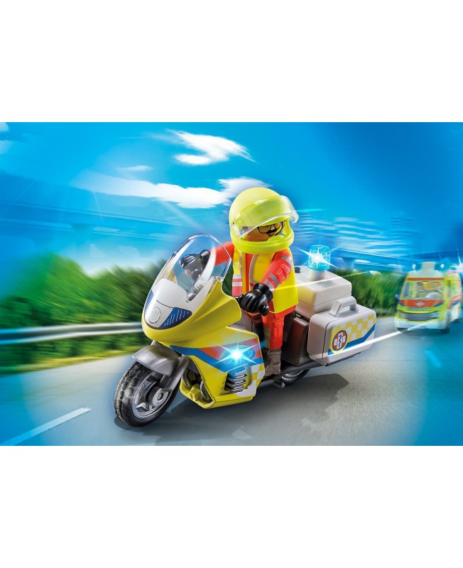 Playmobil moto de emergencias con luz intermiente