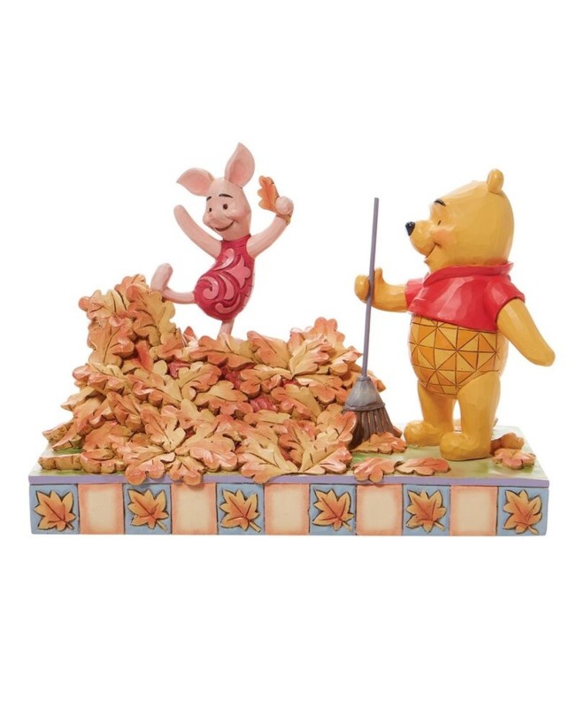 Figura enesco disney winnie the pooh pooh & piglet recogiendo hojas de otoño