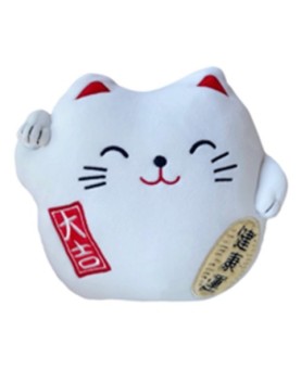 Peluche gato de la suerte lucky cat blanco 20 cm