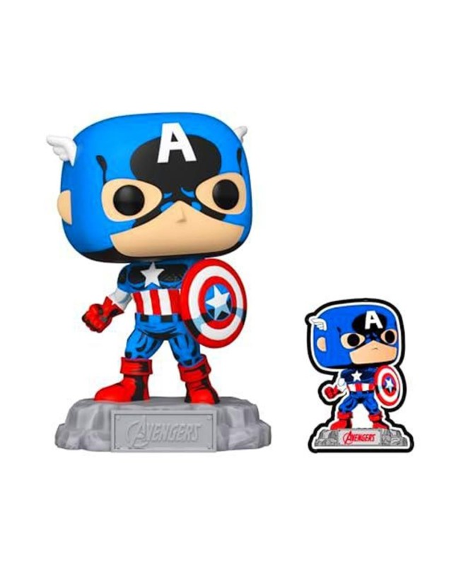 Funko pop marvel a60 - comic capitan america con pin