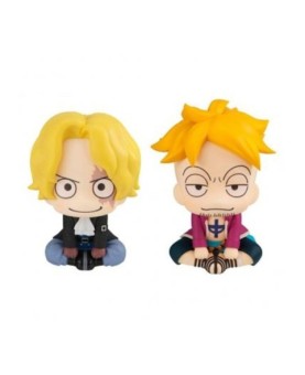 Figura megahouse look up one piece sabo & marco con regalos sorpresa