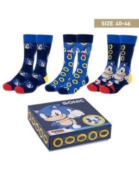 Pack calcetines 3 piezas sonic talla 40 -  46