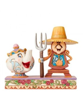 Figura enesco disney din don y la se�ora potts (cogsworth and mrs potts)