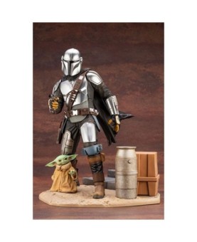 Figura kotobukiya star wars the mandalorian mandaloriano & the child grogu estatua artfx 1 - 7