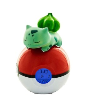 Lámpara led despertador reloj teknofun madcow entertainment pokemon bulbasaur durmiendo en pokeball