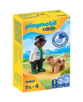 Playmobil 1.2.3 veterinario con perro