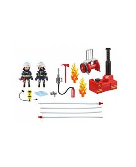 Playmobil ciudad accion -  bomberos con bomba de agua