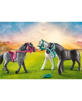 Playmobil 3 caballos: frison knabstrupper & andaluz