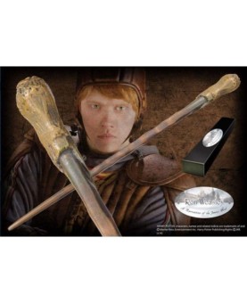 Replica the noble collection harry potter ron weasley varita con caja y placa de identificacion