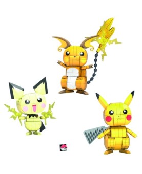 Figura mattel mega construx pokemon 3 pokemon pichu - pikachu y raichu