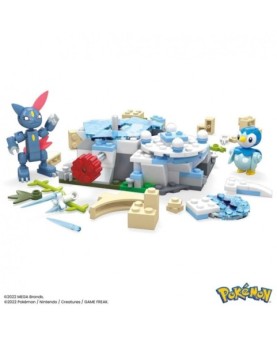 Figura mattel mega construx pokemon piplup y sneasel se relajan