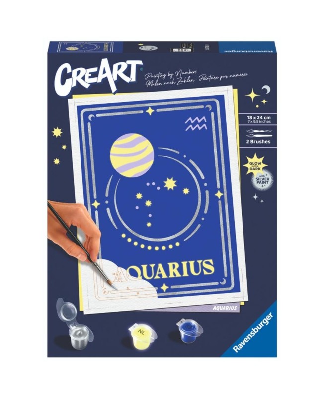 Kit para pintar con números ravensburger creart serie trend d zodiac: acuario